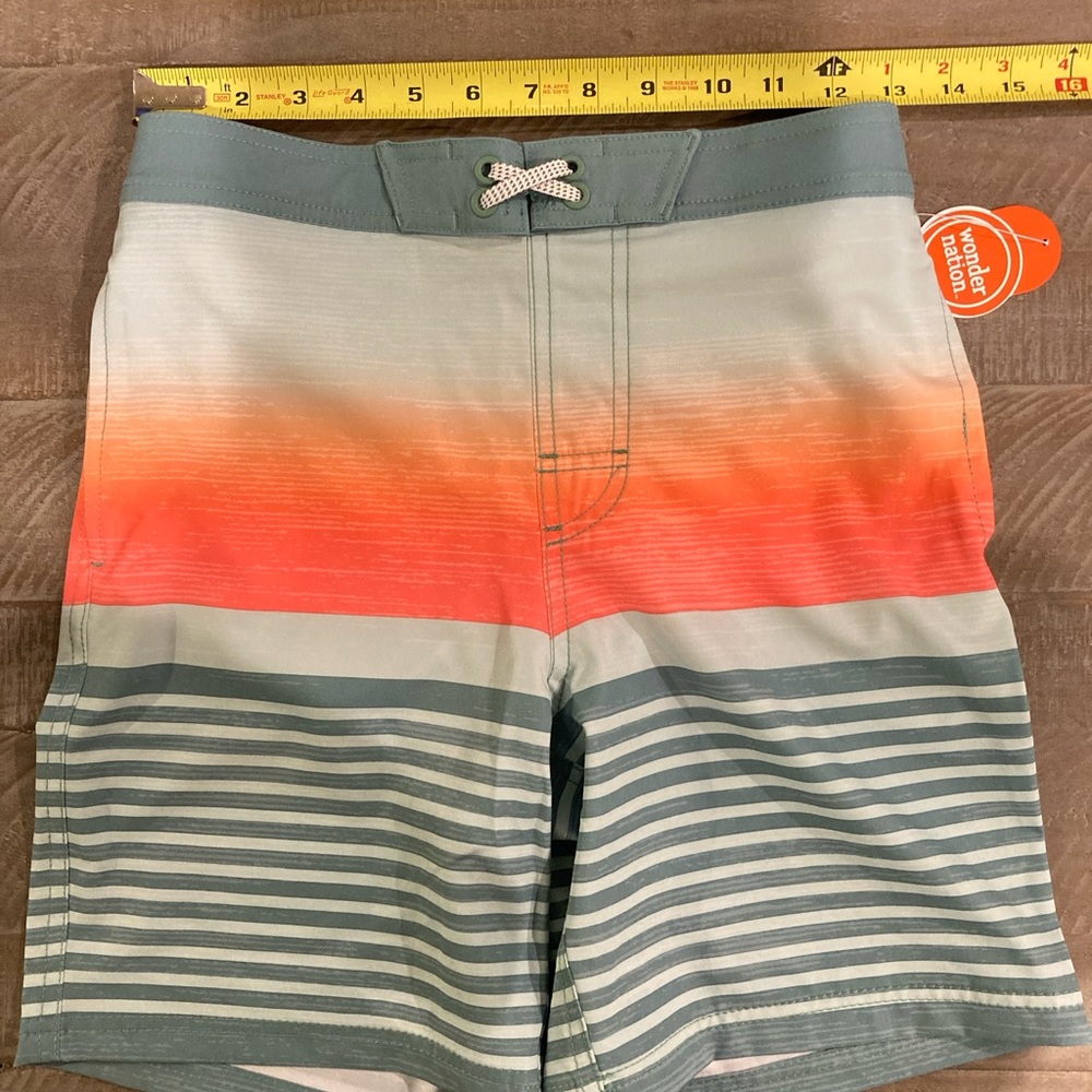 🆕 Wonder Nation Striped Swim Board Shorts